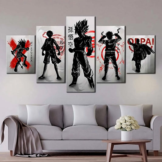 Dragon Ball - 5 Pieces Wall Art - Goku - Naruto - Luffy - Printed Wall Pictures Home Decor - Dragon Ball Poster - Dragon Ball Canvas