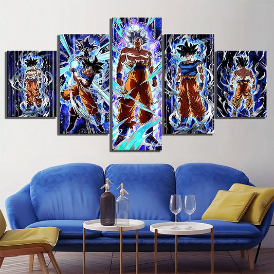 Dragon Ball - 5 Pieces Wall Art - Mastered Ultra Instinct Goku - Dragon Ball Super - Printed Wall Pictures Home Decor - Dragon Ball Poster - Dragon Ball Canvas
