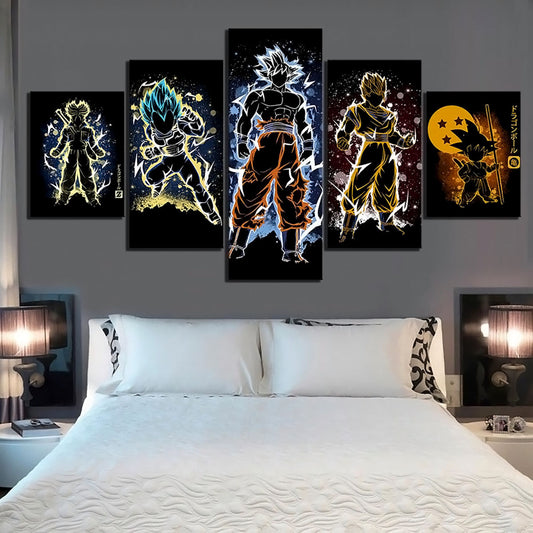 Dragon Ball Canvas Wall Art - DR5178 - Ultra Instinct Goku - Super Saiyan Blue Vegeta - Gohan - Trunks