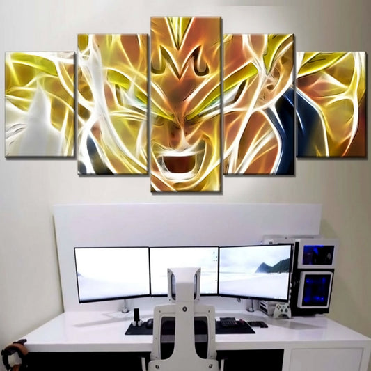 Dragon Ball - 5 Pieces Wall Art - Super Saiyan Vegeta - Printed Wall Pictures Home Decor - Dragon Ball Poster - Dragon Ball Canvas