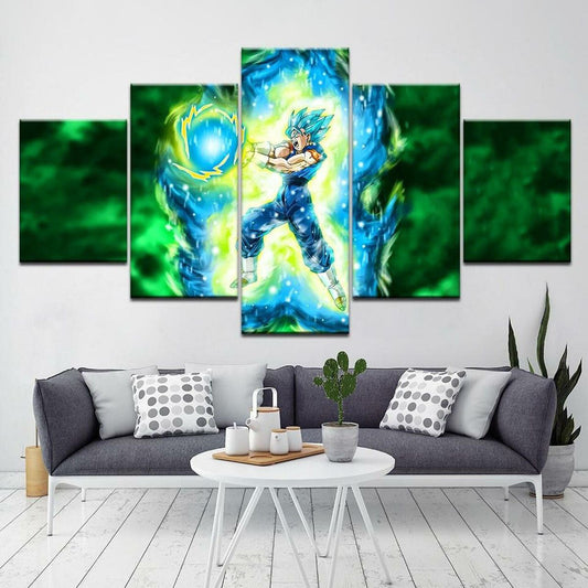 Dragon Ball - 5 Pieces Wall Art - Super Saiyan Blue - Printed Wall Pictures Home Decor - Dragon Ball Poster - Dragon Ball Canvas