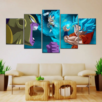 Dragon Ball Super Canvas Wall Art - DR5065 - Saiyan Blue Goku - Saiyan Blue Vegeta vs Golden Frieza