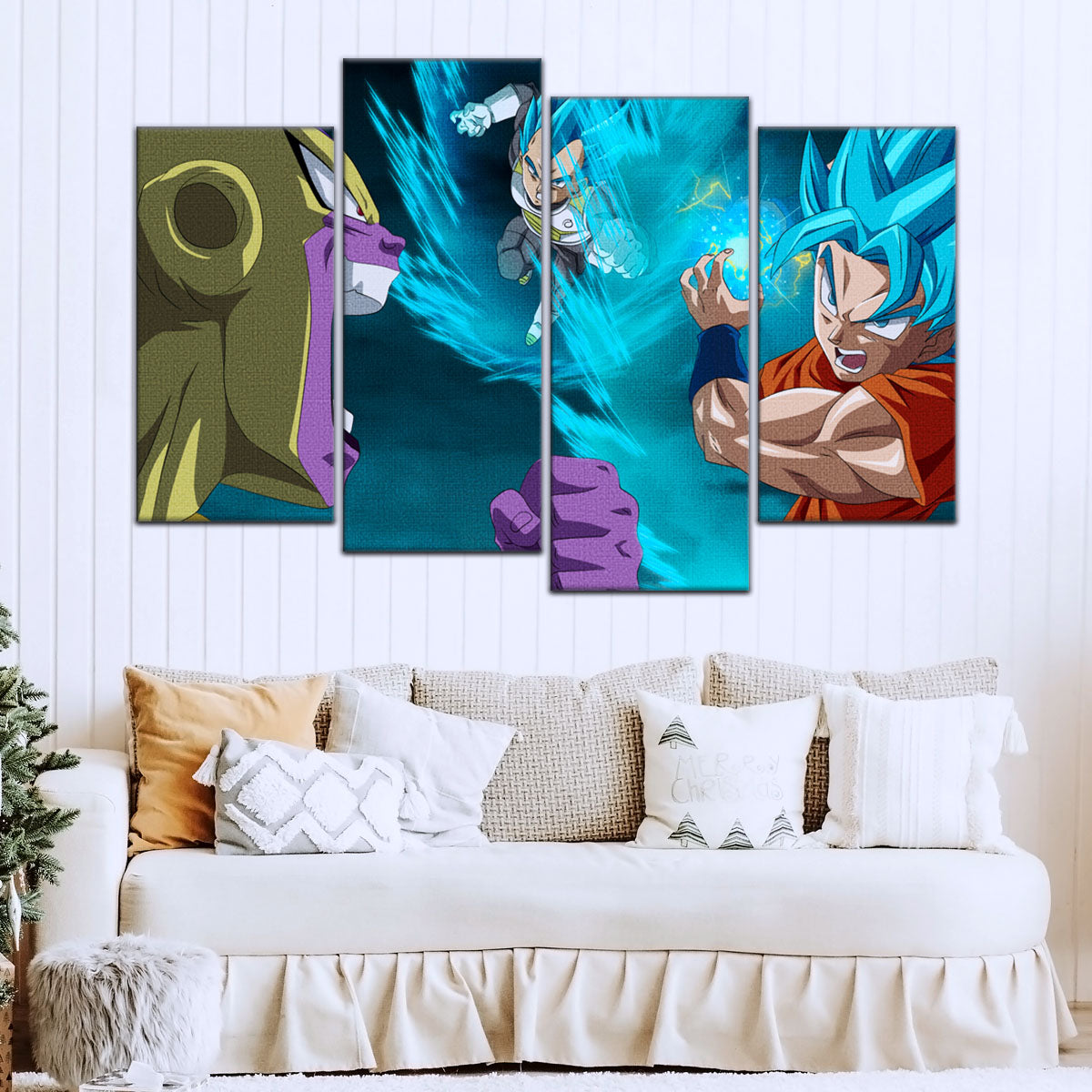 Dragon Ball Super Canvas Wall Art - DR5065 - Saiyan Blue Goku - Saiyan Blue Vegeta vs Golden Frieza