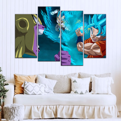 Dragon Ball Super Canvas Wall Art - DR5065 - Saiyan Blue Goku - Saiyan Blue Vegeta vs Golden Frieza