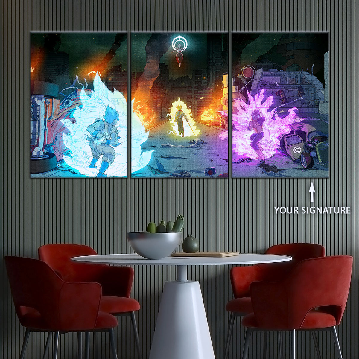 Dragon Ball Super Canvas Wall Art - DR5060 - Super Saiyan Blue Goku - Ultra Ego Vegeta vs Zamasu