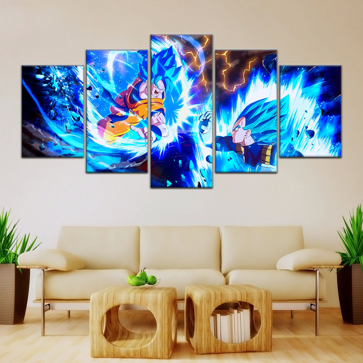 Dragon Ball Super Canvas Wall Art - DR5064 - Super Saiyan Blue Goku - Super Saiyan Blue Vegeta
