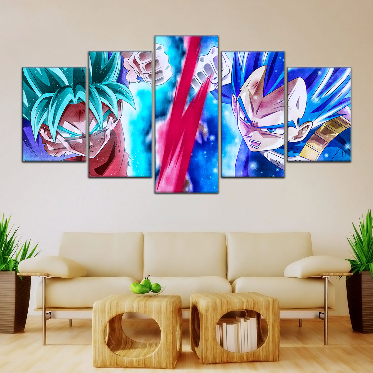 Dragon Ball Super Canvas Wall Art - DR5080 - Super Saiyan Blue Goku - Super Saiyan Blue Vegeta
