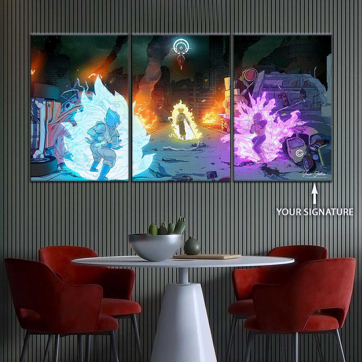 Dragon Ball Wall Art - DR5060 - Goku - Vegeta & Trunks Vs Zamasu - Dragon Ball Super - Dragon Ball Poster - Dragon Ball Canvas