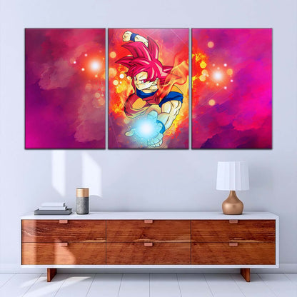 Dragon Ball Wall Art - DR5081 - Goku's Fiery Super Saiyan God - Dragon Ball Super - Dragon Ball Poster - Dragon Ball Canvas