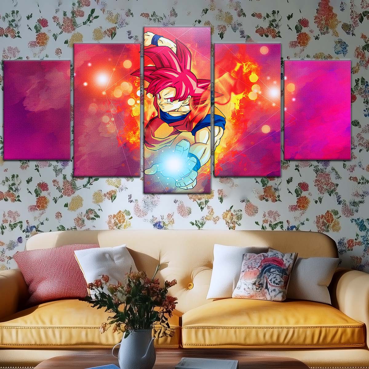 Dragon Ball Wall Art - DR5081 - Goku's Fiery Super Saiyan God - Dragon Ball Super - Dragon Ball Poster - Dragon Ball Canvas