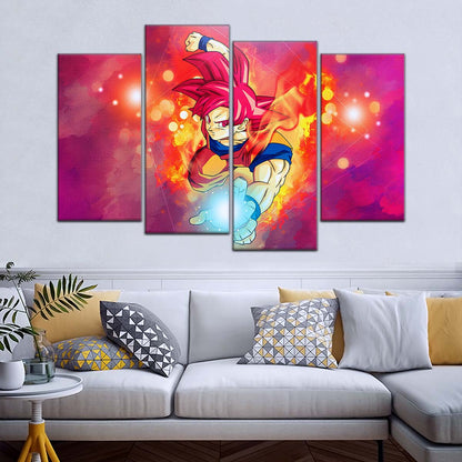 Dragon Ball Wall Art - DR5081 - Goku's Fiery Super Saiyan God - Dragon Ball Super - Dragon Ball Poster - Dragon Ball Canvas