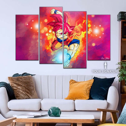 Dragon Ball Wall Art - DR5081 - Goku's Fiery Super Saiyan God - Dragon Ball Super - Dragon Ball Poster - Dragon Ball Canvas
