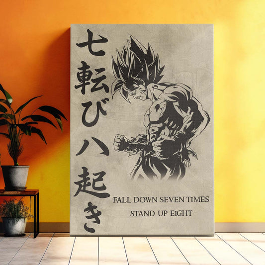 Dragon Ball Wall Art - Dragon Ball Poster - Dragon Ball Canvas - Fall Down Seven Times Stand Up Eight - Goku - DR011 - Vertical Poster - Vertical Canvas