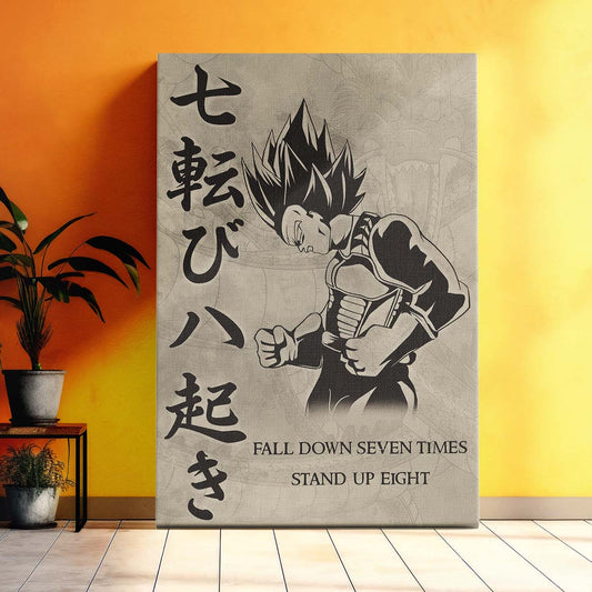 Dragon Ball Wall Art - Dragon Ball Poster - Dragon Ball Canvas - Fall Down Seven Times Stand Up Eight - Vegeta - DR012 - Vertical Poster - Vertical Canvas
