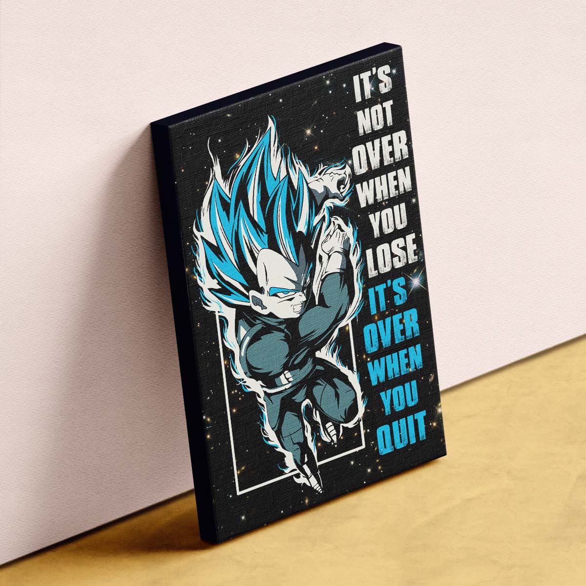 Dragon Ball Wall Art - Dragon Ball Poster - Dragon Ball Canvas - It's Not Over When You Lose - It's Over When You Quit - Vegeta - Super Saiyan Blue - DR049 - Vertical Poster - Vertical Canvas