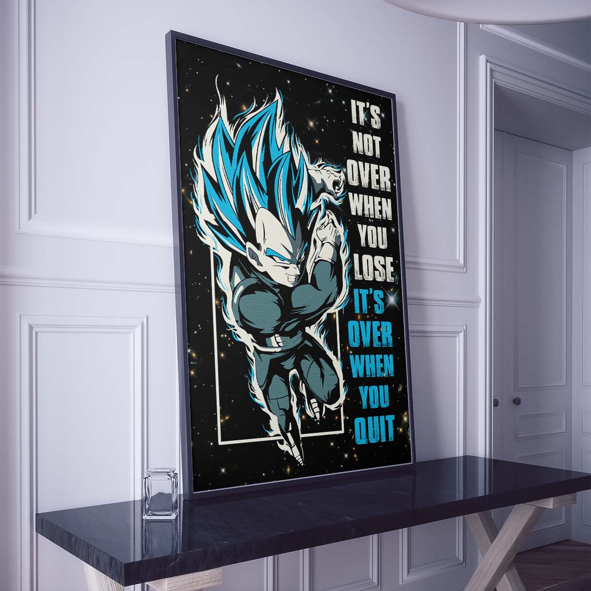 Dragon Ball Wall Art - Dragon Ball Poster - Dragon Ball Canvas - It's Not Over When You Lose - It's Over When You Quit - Vegeta - Super Saiyan Blue - DR049 - Vertical Poster - Vertical Canvas