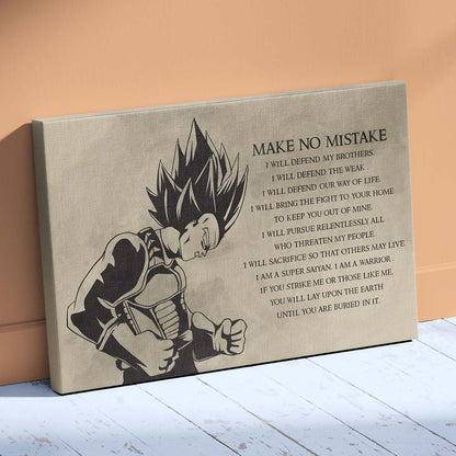 Dragon Ball Wall Art - Dragon Ball Poster - Dragon Ball Canvas - Make No Mistake - Vegeta - DR026 - Horizontal Canvas - Horizontal Poster