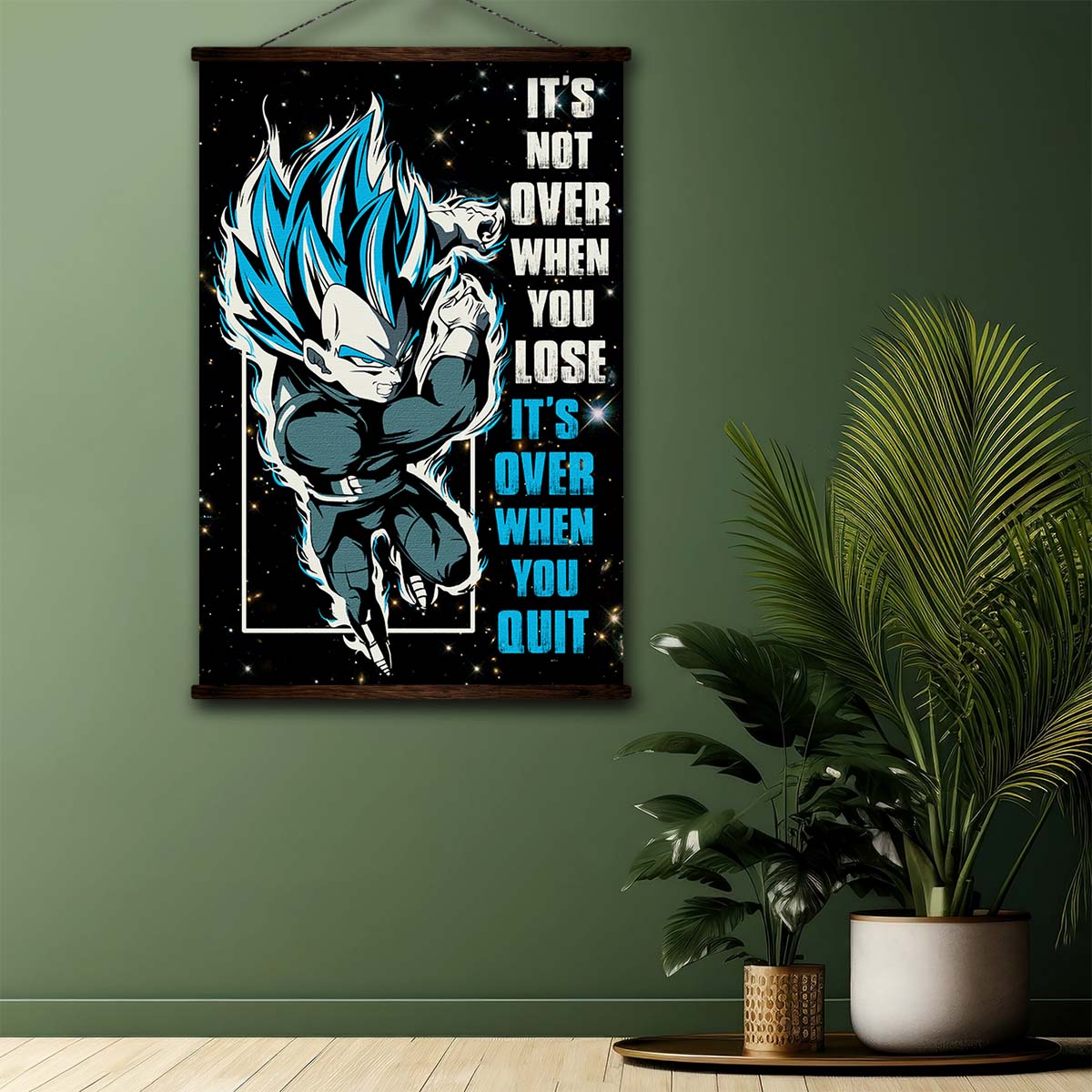 Dragon Ball Wall Art - Dragon Ball Poster - Dragon Ball Canvas - It's Not Over When You Lose - It's Over When You Quit - Vegeta - Super Saiyan Blue - DR049 - Vertical Poster - Vertical Canvas