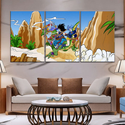 Dragon Ball Canvas Wall Art - DR5067 - Goku and Bulma Riding Dragon