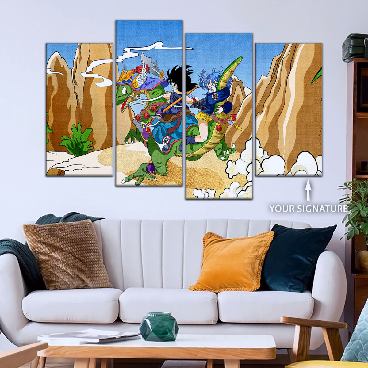 Dragon Ball Canvas Wall Art - DR5067 - Goku and Bulma Riding Dragon