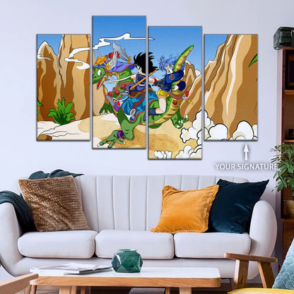Dragon Ball Canvas Wall Art - DR5067 - Goku and Bulma Riding Dragon