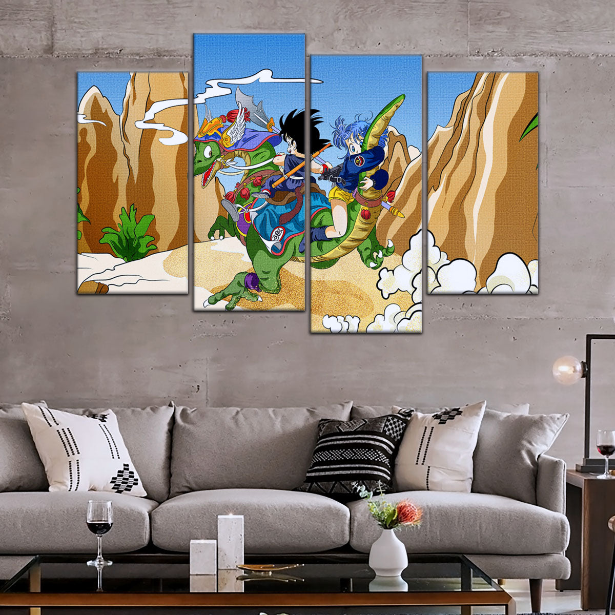 Dragon Ball Canvas Wall Art - DR5067 - Goku and Bulma Riding Dragon