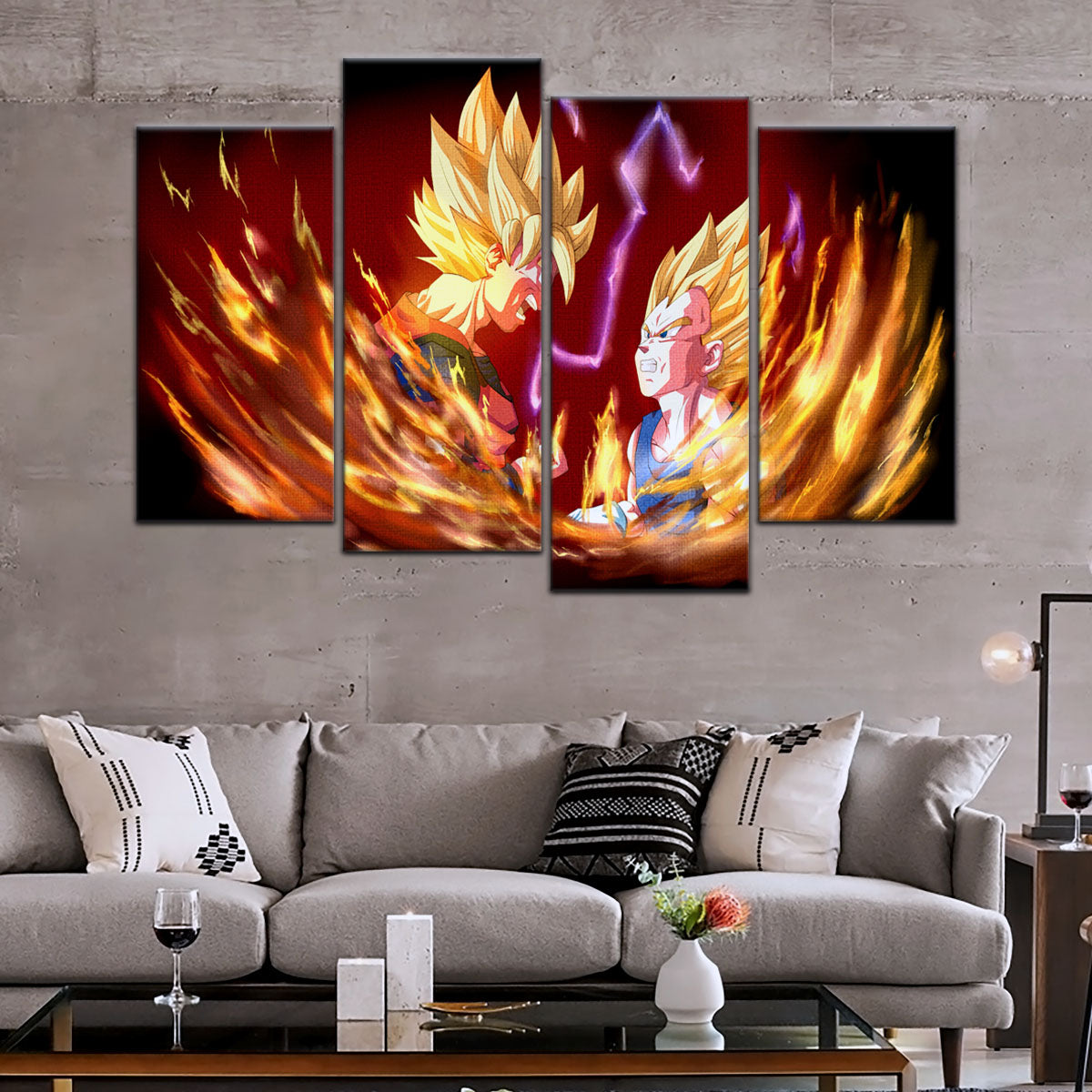 Dragon Ball Canvas Wall Art - DR5062 - Super Saiyan Goku- Super Saiyan Vegeta