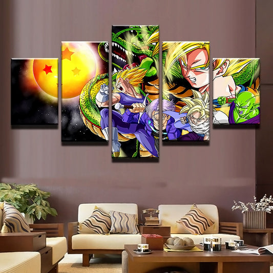 Dragon Ball Canvas Wall Art - DR5175 - Super Saiyan Goku - Super Saiyan Vegeta - Gohan - Shenron