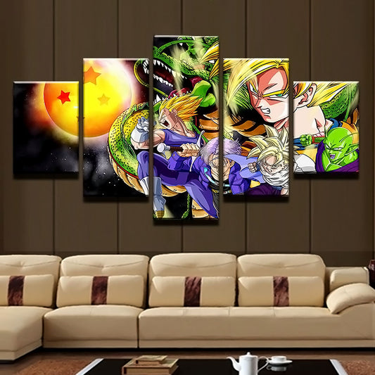 Dragon Ball Canvas Wall Art - DR5175 - Super Saiyan Goku - Super Saiyan Vegeta - Gohan - Shenron