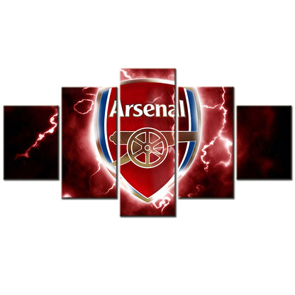 Football - 5 Pieces Wall Art - FB5010 - Arsenal Football Club Logo Red - Football Poster - Football Canvas