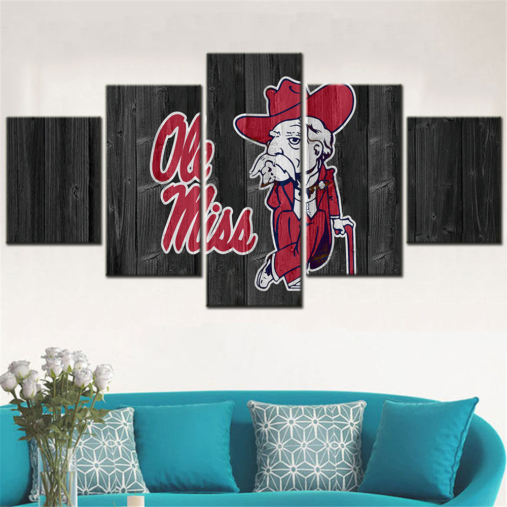 American Football Canvas Wall Art - FT5005 - Ole Miss Rebels Football