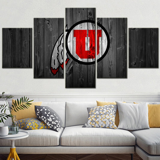 Football Team - 5 Pieces Wall Art - FT5011 - Utah Utes College Football - Football Team Poster - Football Team Canvas