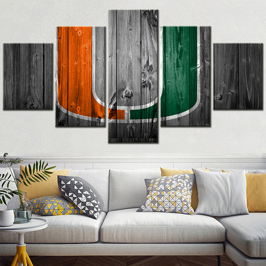 Football Team - 5 Pieces Wall Art - FT5016 - Miami Hurricanes Football - Football Team Poster - Football Team Canvas