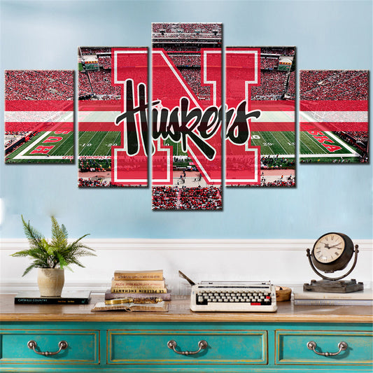 Football Team - 5 Pieces Wall Art - FT5021 - Nebraska Cornhuskers - Huskers - Football Team Poster - Football Team Canvas