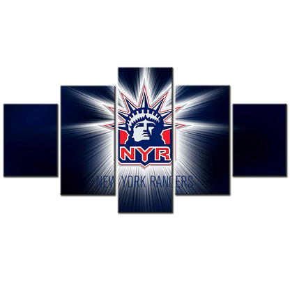Hockey - 5 Pieces Wall Art - HK5005 - New York Rangers - Ice Hockey Team - Hockey Poster - Hockey Canvas