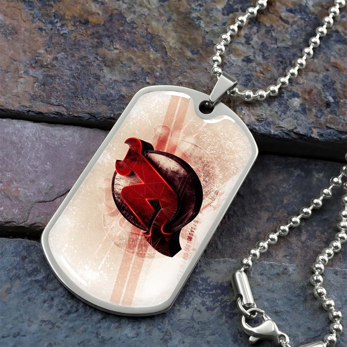 Hockey Dog Tag Necklace - HKD001 - New Jersey Devils - Bold Sports Emblem - Military Ball Chain