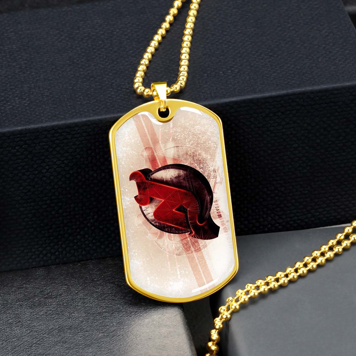 Hockey Dog Tag Necklace - HKD001 - New Jersey Devils - Bold Sports Emblem - Military Ball Chain