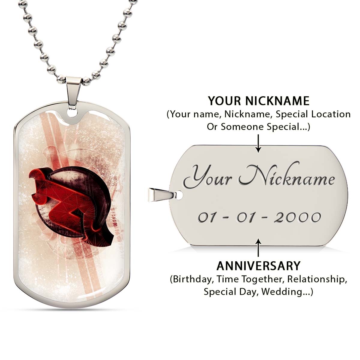 Hockey Dog Tag Necklace - HKD001 - New Jersey Devils - Bold Sports Emblem - Military Ball Chain