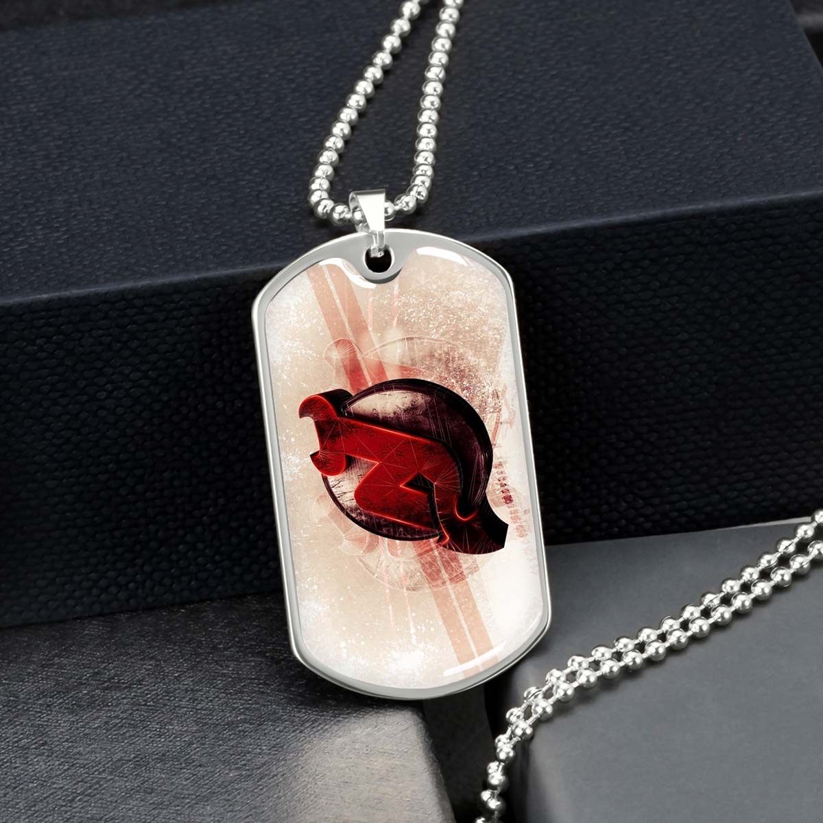 Hockey Dog Tag Necklace - HKD001 - New Jersey Devils - Bold Sports Emblem - Military Ball Chain