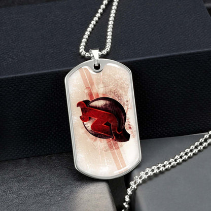 Hockey Dog Tag Necklace - HKD001 - New Jersey Devils - Bold Sports Emblem - Military Ball Chain