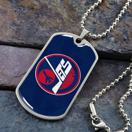 Hockey Dog Tag Necklace - HKD002 - Winnipeg Jets Sports - Military Ball Chain