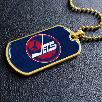 Hockey Dog Tag Necklace - HKD002 - Winnipeg Jets Sports - Military Ball Chain