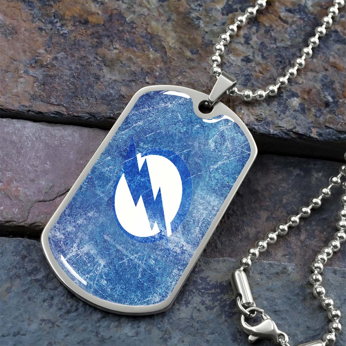 Hockey Dog Tag Necklace - HKD003 - Tampa Bay Lightning - Military Ball Chain