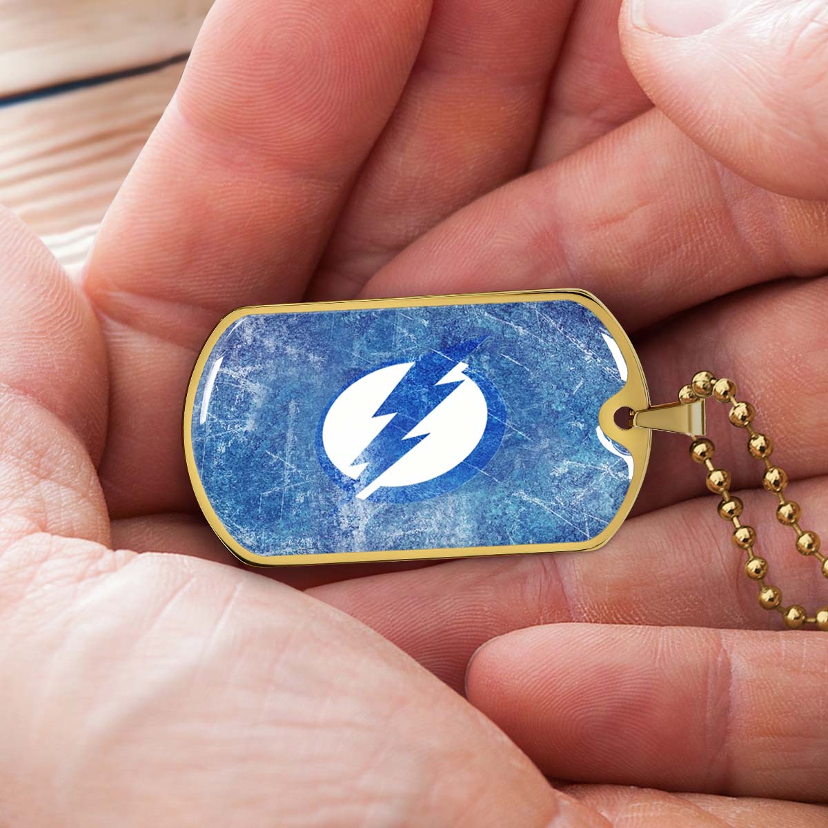 Hockey Dog Tag Necklace - HKD003 - Tampa Bay Lightning - Military Ball Chain