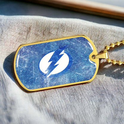 Hockey Dog Tag Necklace - HKD003 - Tampa Bay Lightning - Military Ball Chain
