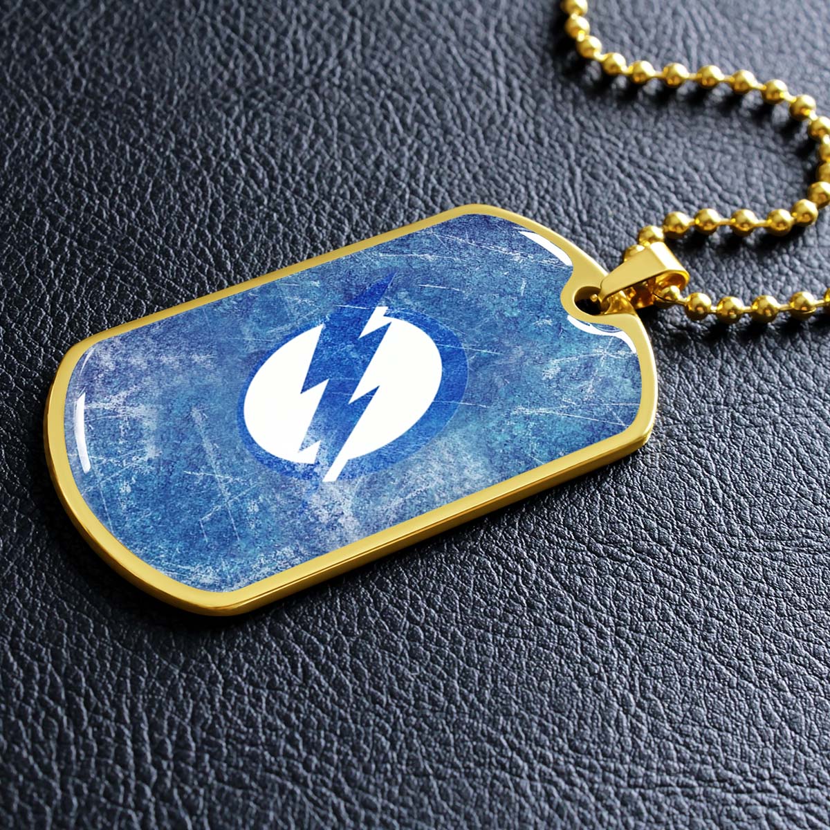 Hockey Dog Tag Necklace - HKD003 - Tampa Bay Lightning - Military Ball Chain