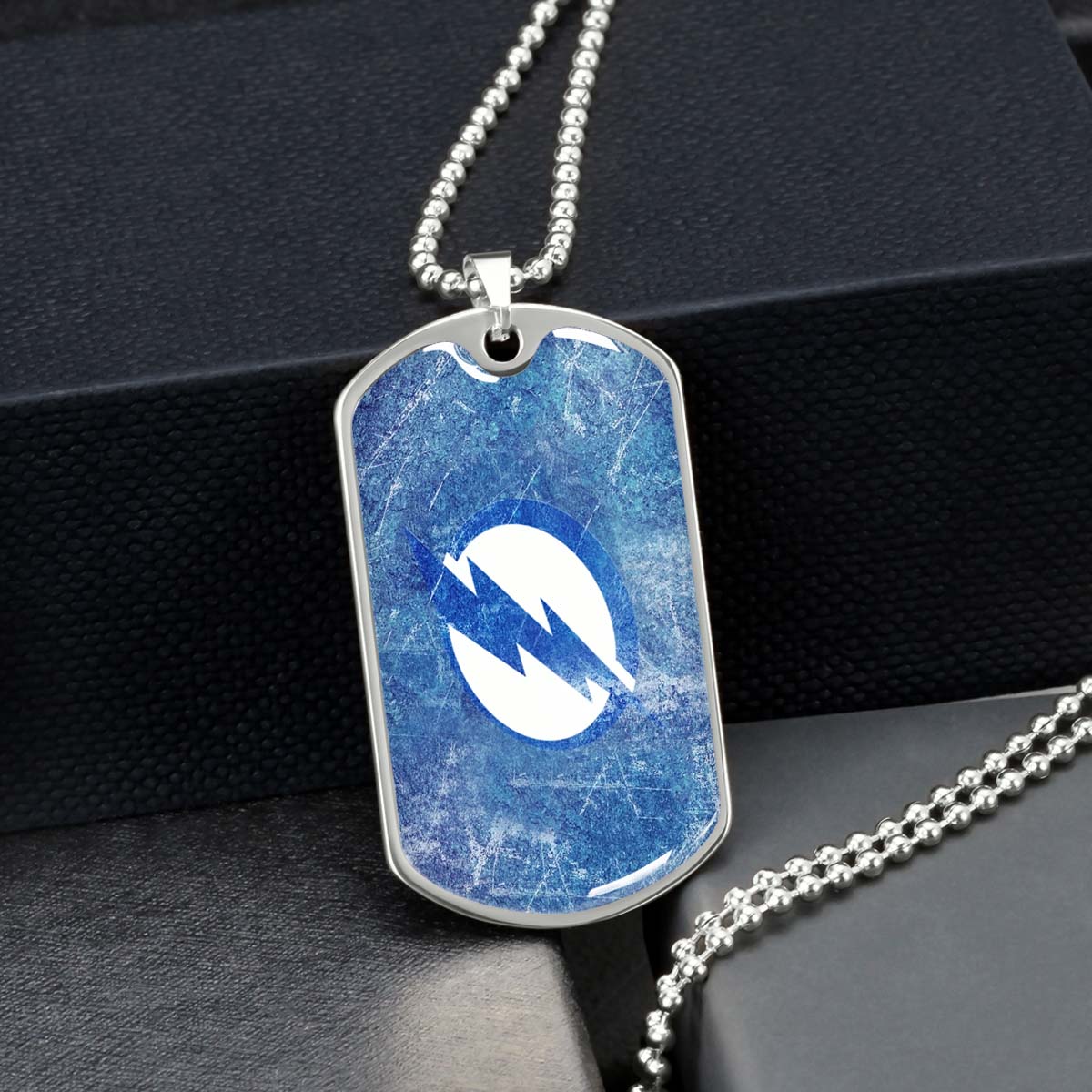 Hockey Dog Tag Necklace - HKD003 - Tampa Bay Lightning - Military Ball Chain