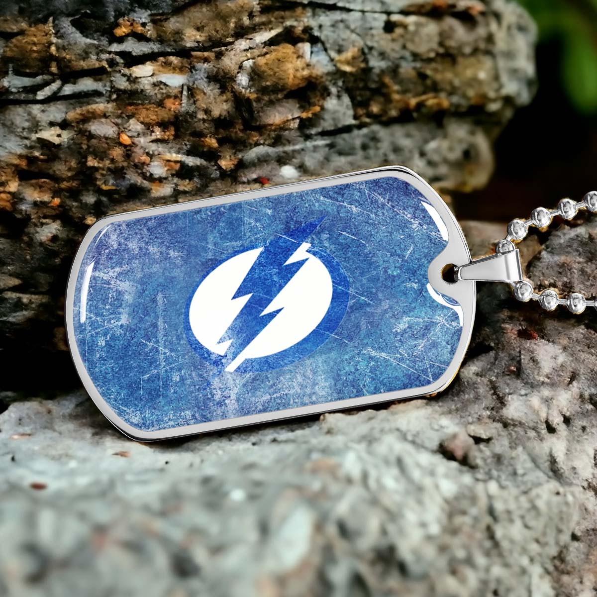 Hockey Dog Tag Necklace - HKD003 - Tampa Bay Lightning - Military Ball Chain