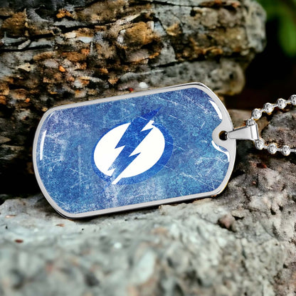 Hockey Dog Tag Necklace - HKD003 - Tampa Bay Lightning - Military Ball Chain