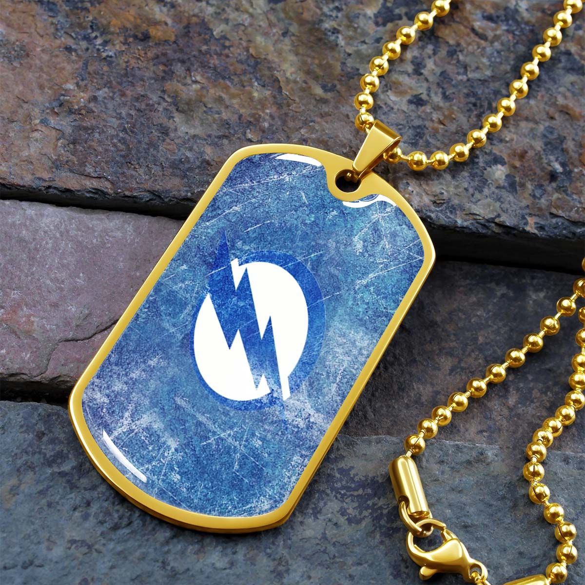 Hockey Dog Tag Necklace - HKD003 - Tampa Bay Lightning - Military Ball Chain
